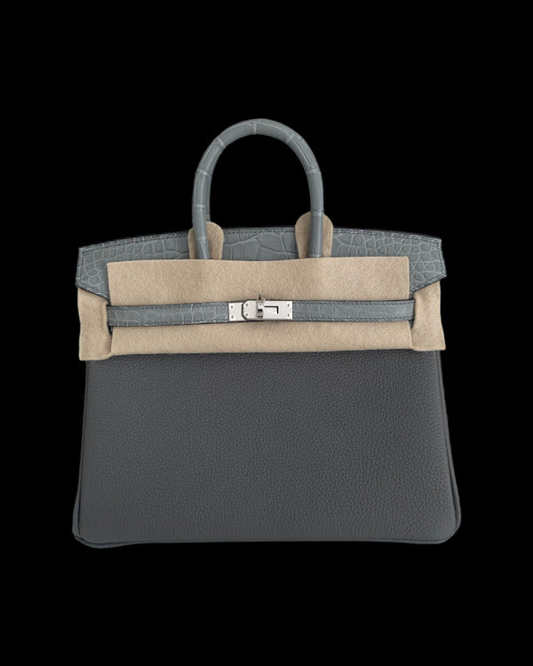 Birkin 25 Touch - Gris Meyer / Gris Ciment Togo & Alligator Matt PHW CK